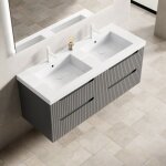 Meuble vasque salle de bain 120 cm avec 2 vasques int�gr�es avec 4 tiroirs maisentiel