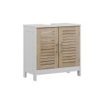 Meuble vasque simple looma 60x60cm avec 2 compartiments ferm�s blanc / ch�ne vicco
