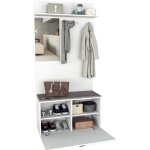 Meuble vestiaire dentrée blanc miroir coffre et patères l 87 h 180 p 35 cm - l 87 x l 35 x h 180 cm Meuble vestiaire dentrée blanc miroir coffre et patères l 87 h 180 p 35 cm - l 87 x l 35 x h 180 cm