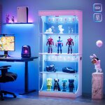 Meuble vitrine led usb c / a portes sans poign�e �tag�re80 x 165 cm vitrine en verre pour collection ...