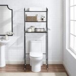 Meuble wc acier - salle de bain toilettes wc - noir - adulte