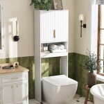 Meuble wc avec armoires de rangement - alightup - meuble machine � laver 60. 5 x 25 x 173 cm blanc