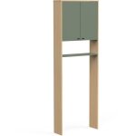 Meuble wc buanderie - vert sauge et chêne - 2 portes - l64 x p20 x h186 cm - elisa - demeyere Meuble wc buanderie - vert sauge et chêne - 2 portes - l64 x p20 x h186 cm - elisa - demeyere
