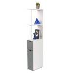 Meuble wc effet bois avec 2 portes grises
