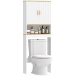 Meuble wc rangement au - dessus des toilettes - homcom - 3 niveaux - �tag�res ajustables - bois - 60x20x165cm ...