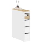 Meuble wc rangement - sobuy - 20x60x82 cm - 3 tiroirs - �tag�re mobile - roulettes invisibles - blanc ...
