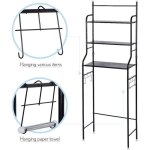 Meuble wc yipeema - noir - 3 niveaux - 165 x 55 x 26cm