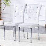 Meubliv lot de 2 chaises de salle � manger avec assise pvc effet peau alligator 61. 5x42x101 cm blanc ...