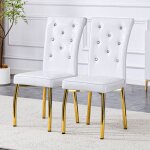 Meubliv lot de 2 chaises de salle � manger avec assise pvc effet peau alligator 61. 5x42x101 cm blanc ...