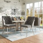 Meubliv lot de 2 chaises de salle � manger avec coussin 8 cm et pieds m�tal argent galvanis� 50x60x87 ...