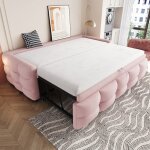 Meubliv lit capitonn� enfant 90x190 cm avec lit gigogne peluche rose sans matelas