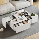 Meubliv table basse avec 4 tiroirs et plateau en haute brillance 100�60�40 cm en panneaux de particules ...