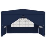 Mexp - tente de r�ception - belv�d�re de jardin avec parois lat�rales 4x4 m bleu 90 g - m�(6415)