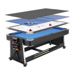 Meyer tablebillard - table multi - jeux 7ft - billard air hockey ping pong - noir - multifonction