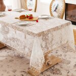 Mhy� nappe de table dentelle fleur 1 avec franges style am�ricain polyester antid�rapant motif botanique ...
