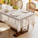Mhy� nappe de table dentelle fleur 3 avec franges style am�ricain polyester antid�rapant motif botanique ...