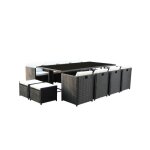 Miami 12 - salon de jardin encastrable 12 places fauteuils et poufs en résine tressée noir et blanc Miami 12 - salon de jardin encastrable 12 places fauteuils et poufs en résine tressée noir et blanc