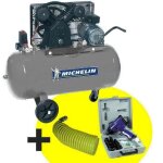 Michelin compresseur 100 l bicylindre fonte 3 cv 10 bars