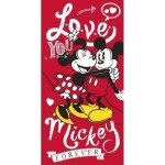 Serviette de plage - disney - mickey - minnie love - microfibre - 70x140 cm - rouge
