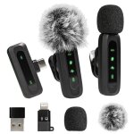 Micro cravate sans fil 360� anti - bruit mini lavalier pour android / ios enregistrement tiktok / youtube ...