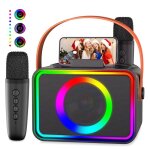 Micro karaoke - karaoke adulte - 2400ma 8w avec 2 microphones sans fil 6 modes d�clairage bt5. 3 - pour ...