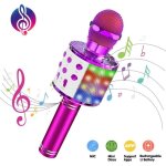 Microphone bluetooth sans fil - zgeer - 4 en 1 - led colore - rose - pour enfants