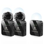 Microphone cravate sans fil 2 �metteurs 1 r�cepteur 24g bluetooth noir