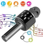 Microphone karaoke sans fil bluetooth - noir et gris - electrique - intérieur - mixte Microphone karaoke sans fil bluetooth - noir et gris - electrique - intérieur - mixte