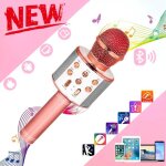 Microphone karaoke sans fil karaok microphone bluetooth portable compatible avec android / ios / pc ...