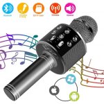 Microphone karaoke sans fil - bluetooth portable pour enfants / adultes chanter - noir et gris - batterie ...