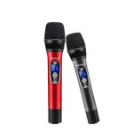 Microphone karaok� - sans fil - double canal - cardio�de - port�e 80m - rechargeable 1800mah
