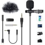 Microphone pc 3. 5mm jack audio avec clip et bonnette anti - vent2m mini micro cravate condensateur omnidirect ...