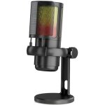 Microphone pc �clairage rgb qualit� audio haute d�finition port usb contr�le du volume portable noir