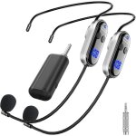 Microphone sans fildouble micro casque rechargeable uhfport�e de 50 m avec affichage num�rique led pour ...