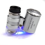 Microscope de plus petit bijoutier 60x 2 led mini microscope de poche loupe bijoutier loupe