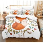 Mignon dessin anim� renard parure de lit 90x190 cm renard fleur botanique housse de couette pour enfant ...