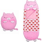 Sac de couchage enfant duvet avec oreiller 137 * 50cm - happy nappers - rose - rectangulaire