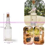 Mignonette en verre avec un bouchon de lige 12cm arabesques graves contenant forme fiole - unique