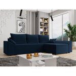 Mike - canap dangle rversible - 4 places - convertible avec coffre - en velours - bleu marine