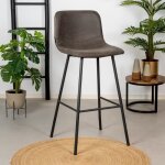 Mikky tabouret de bar industriel gris eco - cuir Mikky tabouret de bar industriel gris eco - cuir