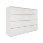Milan 8 / 140 - commode contemporaine chambre / salon / bureau 40x138x97 - 8 tiroirs coulissants - meuble ...