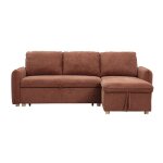 Miliboo - canap� dangle convertible r�versible avec coffre 3 places en tissu chenille terre br�l�e et ...