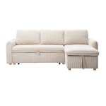 Miliboo - canap� dangle convertible r�versible avec coffre 3 places en tissu velours c�tel� beige et ...