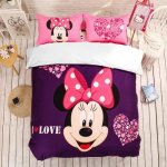 Minb - 905 parure de lit en 3d disney minnie mouse pour filles ensemble de literie simple double housse ...