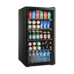 Armoire � boissons r�frig�r�e 72l - 1 porte vitr�e - led - r600a - + 2 / + 10�c - 3 grilles - noire