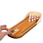 Mini bowling de table - lot avec 10 quilles - jeu dadresse pour adultes et enfants - marron - intrieur ...