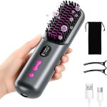 Mini brosse lissante sans fil rechargeable 9600 mah longue autonomie ions n�gatifs pratique voyage gris ...