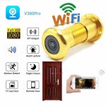 Mini camra judas de porte - v380 pro - hd 1080p - argent dor - audio bidirectionnel - vision nocturne ...