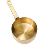 Mini casserole en acier inoxydable - estampille - 100 ml - dor� - antiadh�sive - 8x8x4 cm - poign�e longue ...