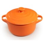 Mini cocotte orange double poign�e avec couvercle hobbycook